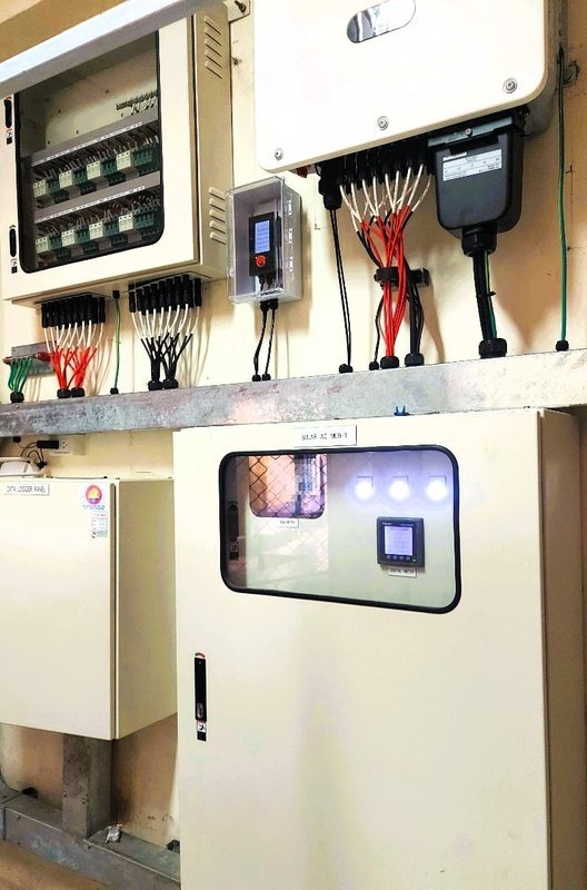 Inverter and protection cabinet on the plant room wall